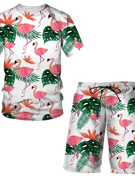 Hawaiian men's clothing, 2-piece set, T-shirt and shorts, 3D fruit print, streetwear, beach sportswear - Aliexpress - FashionsVida