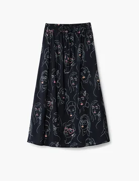 Jupe longue à visages BLACK XS female - Desigual - FashionsVida