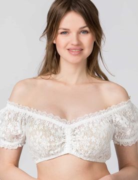 Dirndlbluse Katya (creme, Gr. 48) von für Damen, Dirndlblusen, 90% Polyamid, 10% Elastan