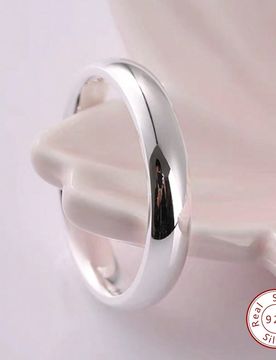 Pieza Anillo de plata de ley 925 liso para mujer, elegante joya como regalo para uso diario o fiesta