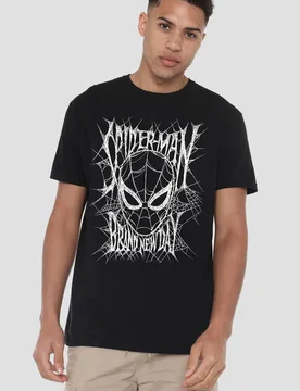 Unisex Spiderman Brand New Day Web Mask T-Shirt, Black Size: Small - Black - Size: S - Marvel - FashionsVida