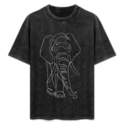 Elephant One line art T-Shirt Fashion Graphic Tee for Men