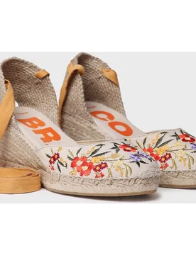 Alpargatas de cuña de mujer estampadas con cintas - Toni Pons - FashionsVida