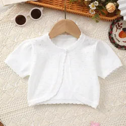 Chaqueta de punto de verano con encaje calado para niñas