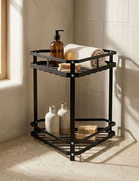 Mensola angolare da bagno a due livelli - nero