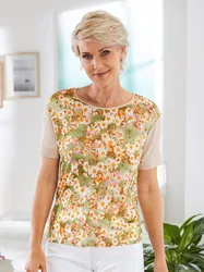 Blusenshirt Lyocell - Grün geblümt - female - Size: 38