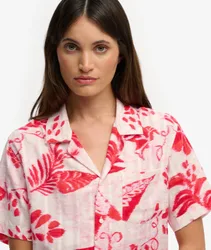 Superdry Damen Beach Printed Kurzarmhemd Red - Größe: 42