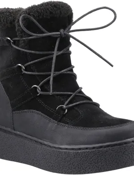 Bronte Suede Womens Black Winter Mid Calf Boots - Size Uk 3 - Hush puppies - FashionsVida