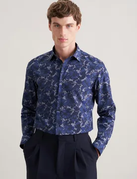 Slim Business Hemd Druck Blau 44 - Seidensticker.com - FashionsVida