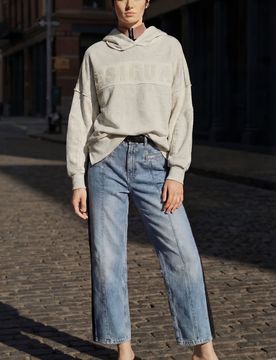 Pantalón vaquero bimateria, Mujer, Algodon, Azul, XS
