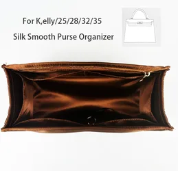 For K elly 25 28 32 35 Insert Organizer Handbags Purse Tote Bag K elly Organizer Tote Liner Bag Insert Premium Silk(Handmade）