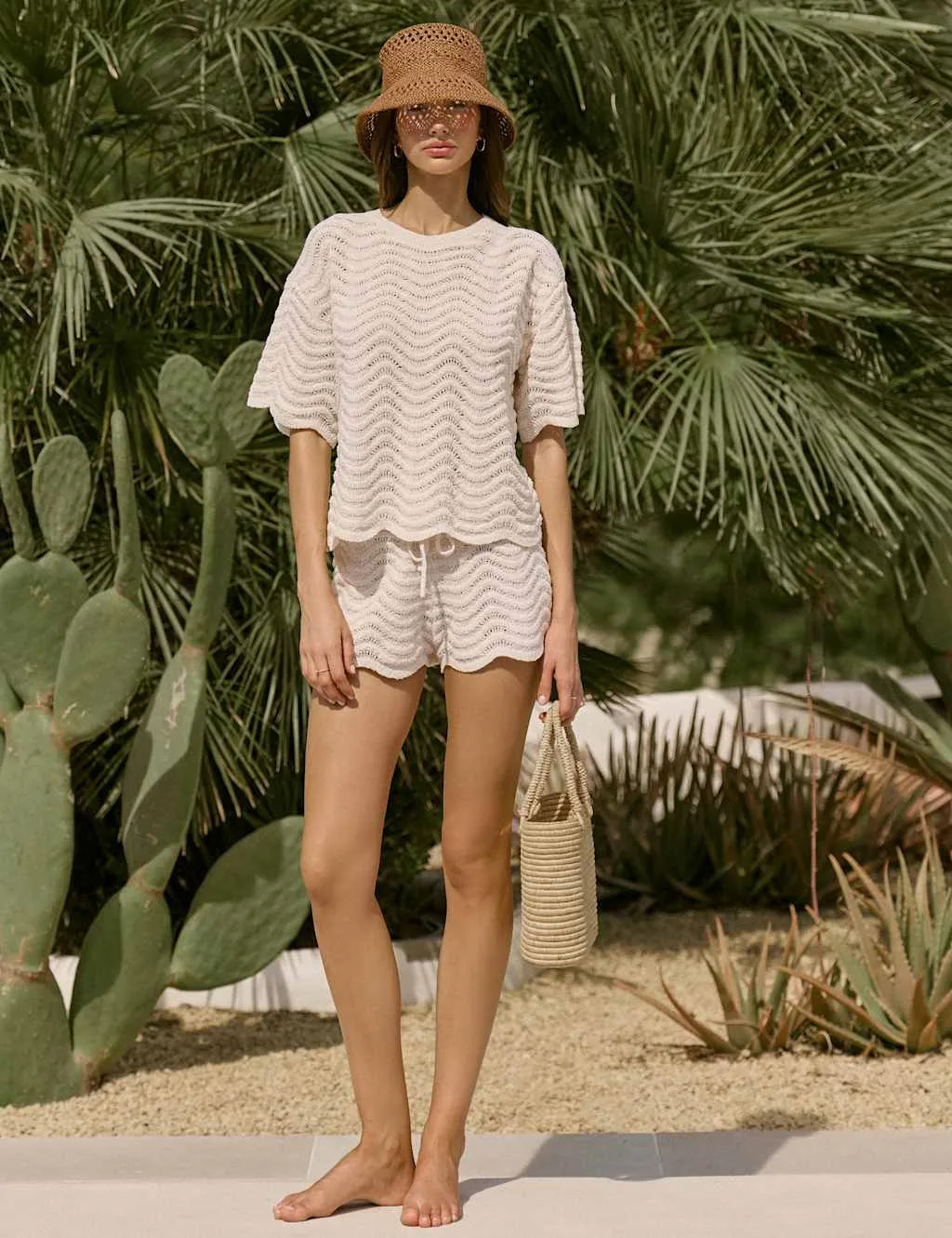 Knitted Shorts Cream female - 4th & reckless - FashionsVida