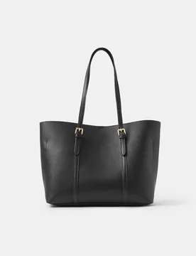 Faux Leather Top Handle Tote Bag Black female - Accessorize - FashionsVida