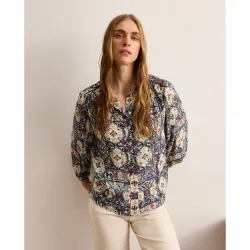 Blusa de manga larga estampada de mujer