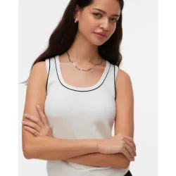 Top de manga sisa de mujer con escote redondo