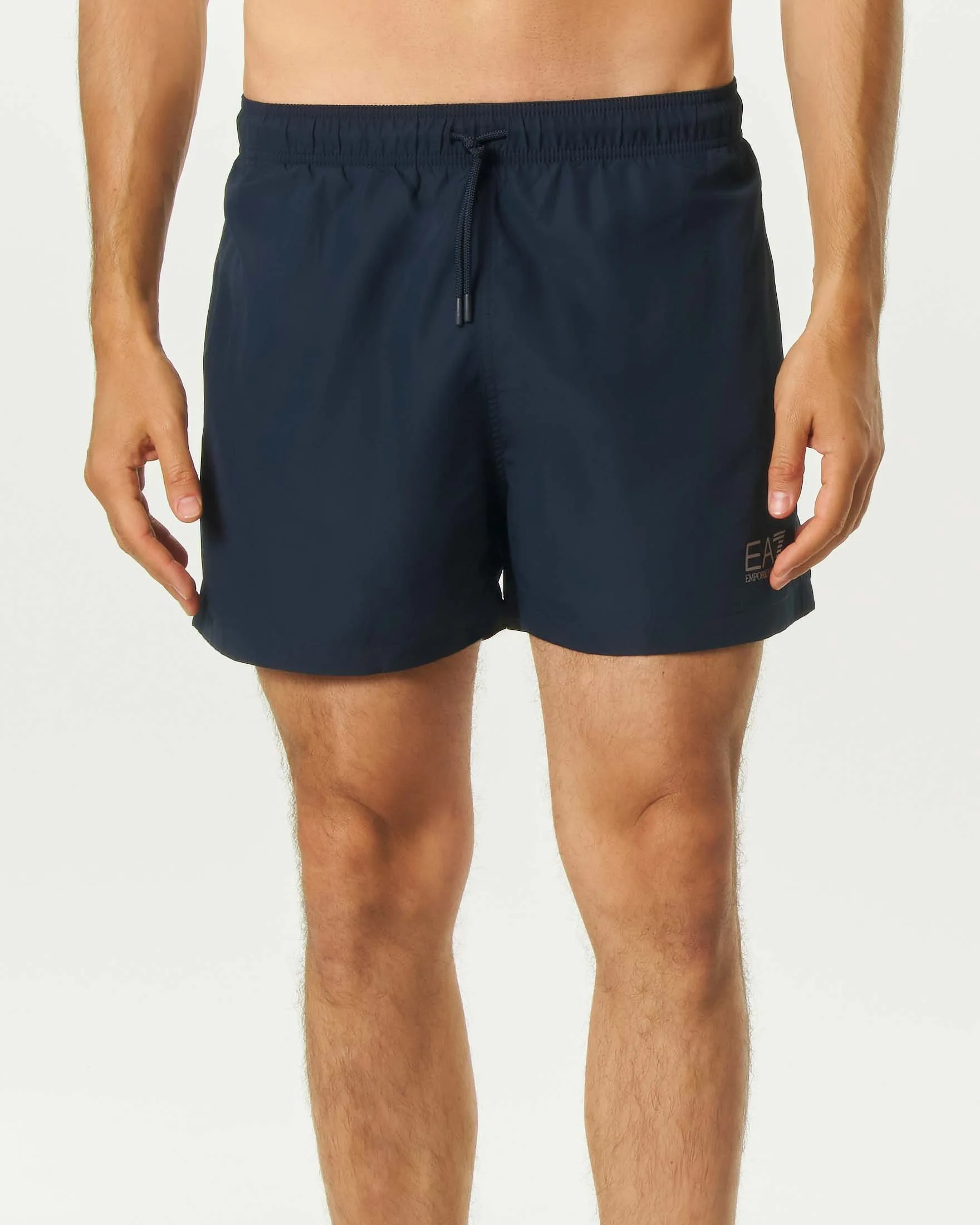 Boxer mare EA7 blu con stampa logo piccolo a contrasto - EA7 Mare - FashionsVida