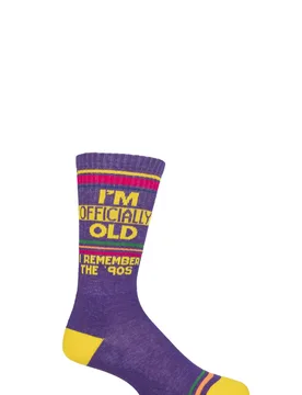 Pair I'm Officially Old… I Remember the 90's Cotton Socks Multi One Size - Purple - Size: One Size - Gumball Poodle - FashionsVida