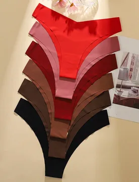 Piezas de bragas triangulares sin costuras para mujeres, ropa interior cómoda y suave de unicolor - Shein - FashionsVida