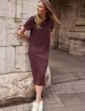 Street One Midi-Kleid aus Jersey mit Puffärmeln female Lila