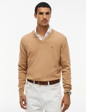 PIMA ORG CTN CASHMERE V NECK male - S - FashionsVida
