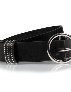 Ceinture ronde grainée Noir noir 85cm