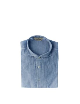 Camicia in lino AZZURRO POLVERE 48