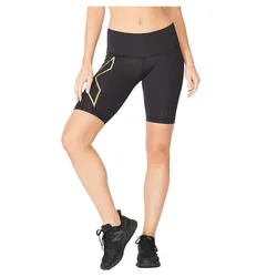 Light Speed Mid Rise Short Leggings Black / Gold Reflective XS Women
