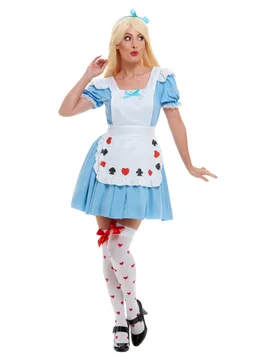 Kartenspiel Dirndl Damenkostüm Märchen blau-weiss - SMIFFY''S - FashionsVida