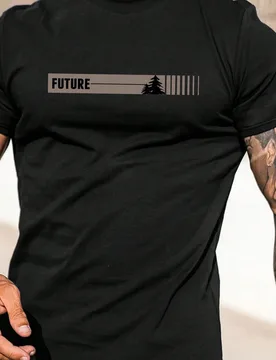 Camiseta casual de manga corta y cuello redondo con estampado de letras para hombre - Shein - FashionsVida