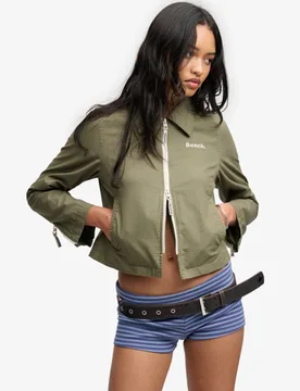 Superdry Damen Bench Ripstop-jacke mit Doppeltem Reißverschlusskragen Green - Größe: M - 94.99 - FashionsVida