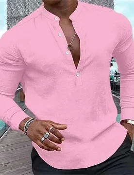 Men's Shirt Casual Shirt Long Sleeve Solid Color Half Cardigan Loose Fit Daily Shopping Clothing Extra Large Size 6xl - Aliexpress - FashionsVida