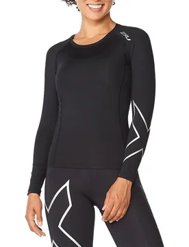 Maglietta A Maniche Lunghe Core Compression Black / Silver L - 2XU - FashionsVida