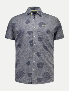 Kurzarm-Hemd aus Leinen-Mix Blau L - NZA New Zealand Auckland - FashionsVida