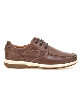 Stringate marroni in vera pelle con cuciture a vista 620 44 - JERPOINT - FashionsVida