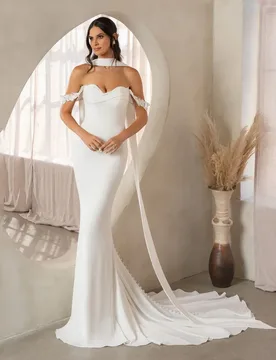 Floral Wedding Dresses 2026 Luxury Backless Mermaid Off Shoulder vestidos de noiva Sweep Train Satin Evening Dress Customized - Aliexpress - FashionsVida