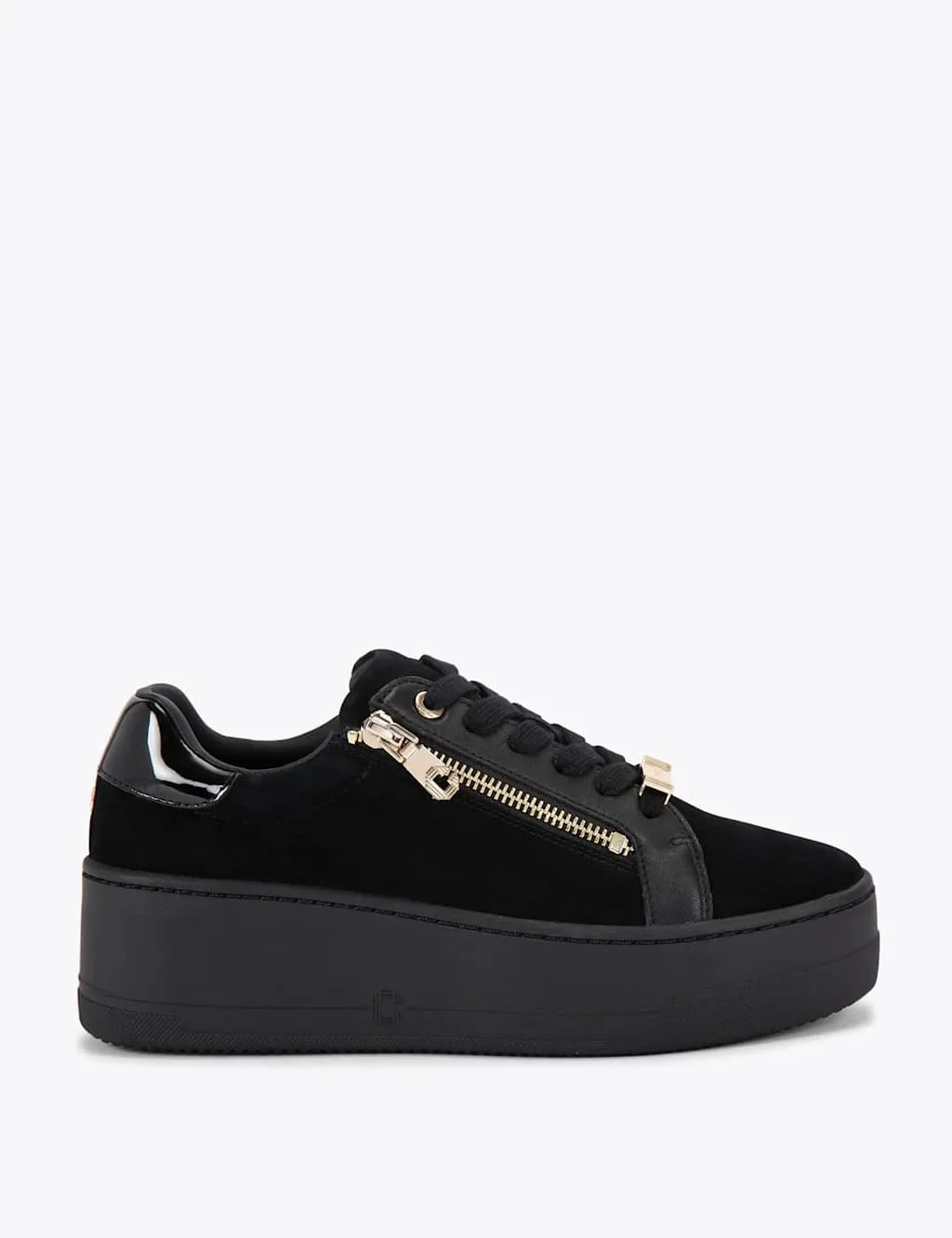 Leather Lace Up Zip Detail Flatform Trainers Black female - Carvela - FashionsVida