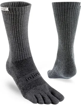 Mid Weight Mens Trail Run Seamless Toe Socks - - Size: L - Injinji - FashionsVida