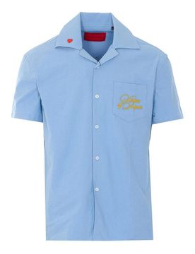 Camicia da bowling azzurra