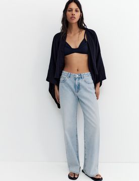 Jeans Baggy Dritti Con Strass