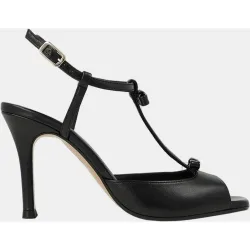 Sandalias de mujer en piel con mini lazos