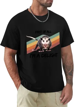 First Of All I'm A Delight Vintage Realistic Angry Opossum T-Shirt Simple Solid Color Crew Neck Tee - Aliexpress - FashionsVida