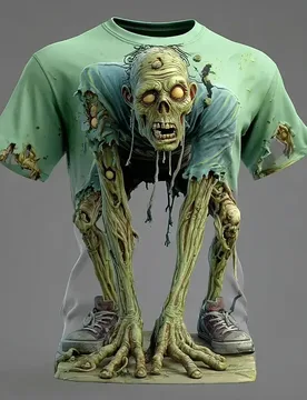 Men's short-sleeved T-shirt, 3D print, terrifying zombie pattern, Halloween visual effect, suitable for outdoor role-playing gam - Aliexpress - FashionsVida