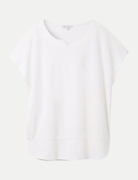 T-Shirt aus Materialmix Weiß M