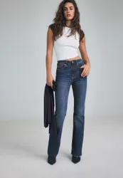 D74 Schlaghose mit Schlitz MITTELBLAUER DENIM-WASHED-LOOK 42