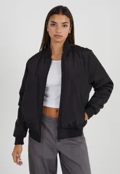 Womens Black 'Brazil' Ruched Sleeve Oversized Bomber Jacket - Size 8 Uk