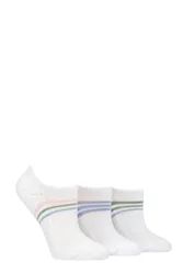 Women's 3 Pair Half Cushioned Bamboo No Show Socks White Stripe 4-8 - White - Size: Small