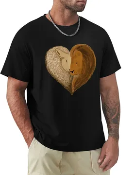 Lion and Lamb Love Heart Design T-Shirt Basic Simple Design Short Sleeve Shirt - Aliexpress - FashionsVida