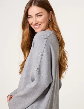 V Neck Button Jumper - ONE / LIGHT GREY - female - Blue Vanilla - FashionsVida