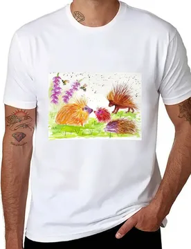 Colorful Porcupines among flowers T-Shirt g man t shirts for men t shirts for man pack cotton T-Shirt - Aliexpress - FashionsVida