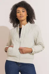 Women's Quilted Bomber Jacket in Stone Size: 20 - Stone - Size: 20